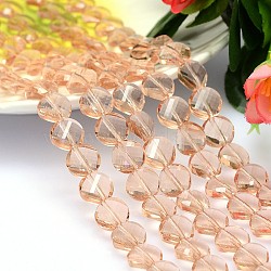 Faceted Flat Round Imitation Austrian Crystal Bead Strands, Grade AAA, PeachPuff, 10x5mm, Hole: 0.9~1mm, about 40pcs/strand, 15.7 inch(G-M193-10mm-18A)