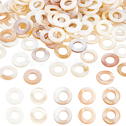 Elite 200pcs Natural Freshwater Shell Linking Rings, Round Ring, Seashell Color, 11x2mm, Inner Diameter: 5mm, 200pcs/box(SHEL-PH0001-22)