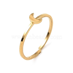 304 Stainless Steel Adjustable Open Cuff Rings, Moon, 1mm, Inner Diameter: 17mm(RJEW-Q806-01G-02)