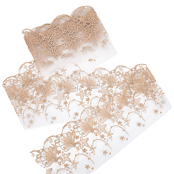 2 Yards Polyester Shell & Starfish Embroidery Lace Ribbon, for Garment Accessories, Goldenrod, 6-1/8 inch(155mm)(OCOR-MA0001-26)