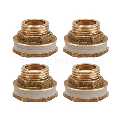Brass Connector, with Silicone Shims, Tank Accessories, Hexagon, Golden, 33x33x22mm, Hole: 15mm(FIND-WH0065-34)