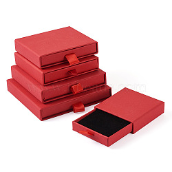 5Pcs 5 Sizes Cardboard Drawer Boxes, for Valentine's Day Jewelry Gift Packaging, with Sponge inside, Square, Red, 6.1~10.2x6~10x1.6~1.8cm, 1pc/size(CON-YS0001-02)