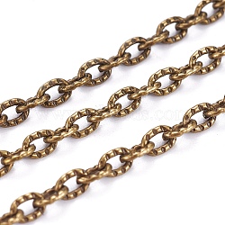 Iron Textured Cable Chains, Unwelded, with Spool, Antique Bronze, 3x2x0.5mm, about 328.08 Feet(100m)/roll(CH-0.5YHSZ-AB)