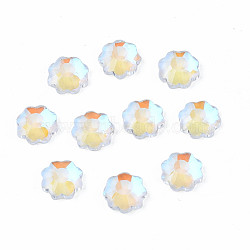 Glass Rhinestone Cabochons, Nail Art Decoration Accessories, Faceted, Flower, Clear AB, 4.5x1.5mm(MRMJ-N027-016A)