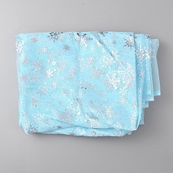Snowflake Pattern Polyester Mesh Fabric, for Dress Costumes Decoration, Pale Turquoise, 150x0.02cm(DIY-WH0304-672B)