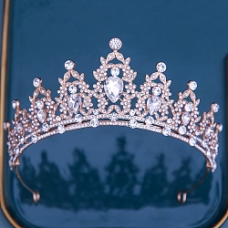 Alloy Rhinestone Crown Hair Bands, Hair Accessories for Girls Women Party Decoration, Crystal, 140mm(PW-WG903DF-07)