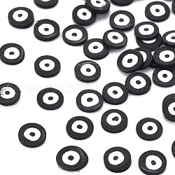 Handmade Polymer Clay Cabochons, Flat Round, Black, 5~6x0.5~1mm, about 50000pcs/1000g(CLAY-N006-112-A03)