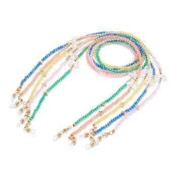 Eyeglasses Chains, Neck Strap for Eyeglasses, with Transparent Acrylic Beads, Brass Beads and Rubber Loop Ends, Butterfly, Mixed Color, 27.16 inch(69cm)