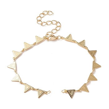 Brass Triangle Charm Bracelet Making, with Lobster Clasp, for Link Bracelet Making, Golden, 6-1/4 inch(16cm)