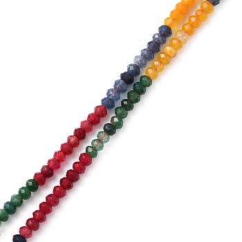 Natural Chalcedony Beads Strands, Dyed, Faceted, Rondelle, 4x3mm, Hole: 1mm, about 117pcs/strand, 13.90 inch(35.3cm)