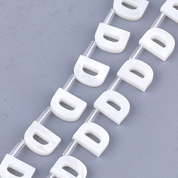 Freshwater Shell Beads, Top Drilled Beads, Letter.D, 10x8x3mm, Hole: 0.8mm