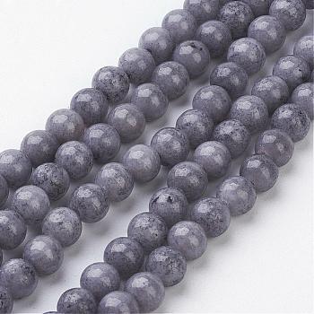 Natural Mashan Jade Round Beads Strands, Dyed, Gray, 6mm, Hole: 1mm, about 69pcs/strand, 15.7 inch