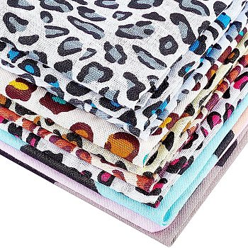 Printed Leopard Print Pattern Fabric, for Patchwork, Sewing Tissue to Patchwork, Mixed Color, 50x50x0.02cm, 12sheets/bag
