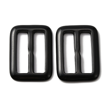 Rectangle Resin Buckle Clasps, For Webbing, Strapping Bags, Garment Accessories, Black, 41.5x30x4mm, Hole: 30x7.5mm