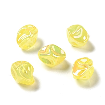 UV Plating Rainbow Iridescent Acrylic Beads, Nuggets, Yellow, 18.5x15x13.5mm, Hole: 1.4mm