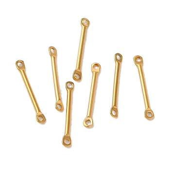 Ion Plating(IP) 304 Stainless Steel Connector Charms, Bar Links, Real 18K Gold Plated, 15x2x1mm, Hole: 1mm