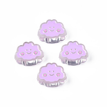 Transparent Acrylic Beads, with Enamel, Cloud, Violet, 15x20x8mm, Hole: 3mm