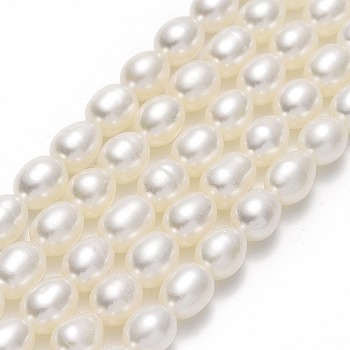 Natural Cultured Freshwater Pearl Beads Strands, Rice, Linen, 6.5~7.5x5~5.5mm, Hole: 0.5mm, about 56pcs/strand, 15.75''(40cm)