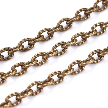 Iron Textured Cable Chains, Unwelded, with Spool, Antique Bronze, 3x2x0.5mm, about 328.08 Feet(100m)/roll