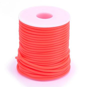 Hollow Pipe PVC Tubular Synthetic Rubber Cord, Wrapped Around White Plastic Spool, Orange Red, 2mm, Hole: 1mm, about 54.68 yards(50m)/roll