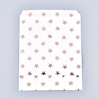 Star Pattern Eco-Friendly Kraft Paper Bags, Gift Bags, Shopping Bags, Rectangle, Light Salmon, 18x13x0.01cm
