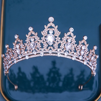 Alloy Rhinestone Crown Hair Bands, Hair Accessories for Girls Women Party Decoration, Crystal, 140mm