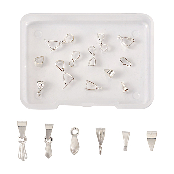 DIY Pendant Bails Jewelry Making Finding Kit, Including 925 Sterling Silver Snap on Bails & Ice Pick Pinch Bails, Silver, 12Pcs/box