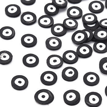Handmade Polymer Clay Cabochons, Flat Round, Black, 5~6x0.5~1mm, about 50000pcs/1000g