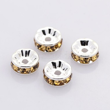 5mm Rondelle Brass+Rhinestone Spacer Beads