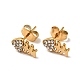 Rhinestone Fishbone Stud Earrings with 316 Surgical Stainless Steel Pins(EJEW-A081-13G)-2