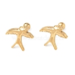 304 Stainless Steel Bird Cartilage Earrings, Real 18K Gold Plated, Swallow, 13x15.5mm(SA-CBA1F7E-01G-11)