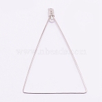 Brass Pendants, for Earring Making, Triangle, Platinum, 50x34x3mm, Hole: 1mm(KK-WH0038-04P)