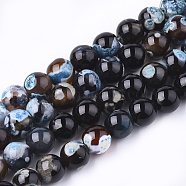 Natural Fire Crackle Agate Beads Strands, Dyed, Round, Colorful, 8mm, Hole: 1mm, about 46~48pcs/strand, 14.56 inch~15.15 inch(X-G-S346-8mm-03)