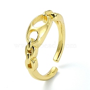 Brass with Cubic Zirconia Open Cuff Ring, Hollow Oval, Real 18K Gold Plated, US Size 7 1/4(17.5mm)(RJEW-B051-12G)