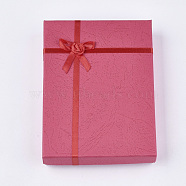 Jewelry Cardboard Boxes with Flower(Color Random Delivery) and Sponge Inside, Rectangle, Red, 160x120x30mm(CBOX-R023-1)