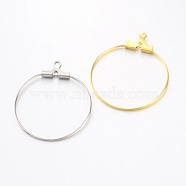 Rack Plating Brass Ring Pendants, Hoop Earring Findings, Mixed Color, 21 Gauge, 30x25mm, Hole: 1mm, Pin: 0.7mm(21 Gauge)(X-KK-L125-01)