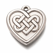 304 Stainless Steel Pendants, Heart with Knot, Stainless Steel Color, 19x18x2.5mm, Hole: 1.4mm(STAS-H126-18AS)