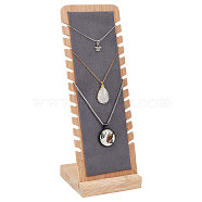 Detachable Wood Necklace Slant Back Display Stands with Velvet, L-Shaped Jewelry Organizer Holder for Necklace Storage, Pale Goldenrod, Finish Product: 9.75x9.1x27.2cm(NDIS-WH0006-15)