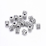 Tibetan Style Alloy Bead Spacers, Lead Free & Nickel Free & Cadmium Free, Column, Antique Silver, about 4mm in diameter, 4mm long, hole: 2mm(X-LF0334Y-NF)