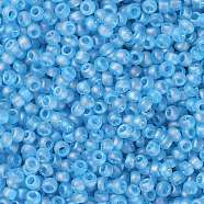 TOHO Round Seed Beads, Japanese Seed Beads, (163F) Matte Transparent AB Aqua, 8/0, 3mm, Hole: 1mm, about 1110pcs/50g(SEED-XTR08-0163F)