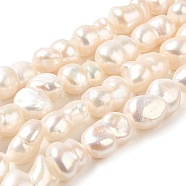 Natural Cultured Freshwater Pearl Beads Strands, Peanut, Old Lace, 8.5~22x10~18x8~10mm, Hole: 1mm, about 21pcs/strand, 14.69~14.80''(37.3~37.6cm)(PEAR-E016-014)