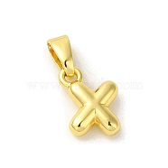 Rack Plating Brass Charms, Real 18K Gold Plated, Long-Lasting Plated, Cadmium Free & Lead Free, Letter X, 11x7x2.5mm, Hole: 5x2.5mm(KK-C053-04G-X)