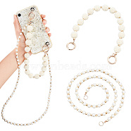 WADORN 1 Set Imitation Pearl Phone Case Beaded Chain, Anti-Slip Phone Finger Strap, Phone Grip Holder for DIY Phone Case Decoration, with Light Gold Tone Alloy Clasp, Champagne Yellow, 40.5cm(AJEW-WR0001-38)