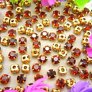 Flat Round Sew on Rhinestone, Glass Crystal Rhinestone, Multi-Strand Links, with Brass Prong Setting, Siam, 3mm, about 1400~1440pcs/bag(FIND-PW0012-01A-24)