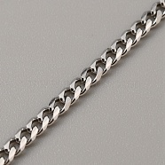 304 Stainless Steel Cuban Link Chains, Unwelded, with Spool, Stainless Steel Color, 3.5x3x1mm, about 82.02 Feet(25m)/Roll(FIND-TAC0010-33)