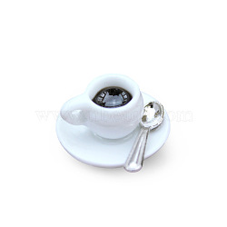 Mini Porcelain Coffee Cups with Tray & Spoon, for Dollhouse Accessories, Pretending Prop Decorations, White, 22x14mm(X-BOTT-PW0001-207)