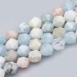 Natural Morganite Beads Strands, Faceted, Round, 9~10x7.5~9x7.5~9mm, Hole: 1mm, about 38pcs/strand, 14.9 inch(G-T064-65)