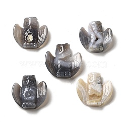Natural Agate Owl Figurines Statues for Home Office Tabletop Decoration, 53~56x53~57x12.5~16mm(DJEW-A014-02)