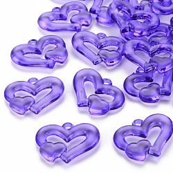 Transparent Acrylic Beads, Heart to Heart, Medium Purple, 27x34x6mm, Hole: 3mm, about 191pcs/500g(TACR-S154-57B-936)