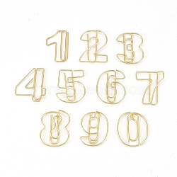 Number 0~9 Shape Iron Paperclips, Cute Paper Clips, Funny Bookmark Marking Clips, Golden, 27.4~29x17.4~24x2~3.5mm, 10pcs/card(TOOL-I005-21G)